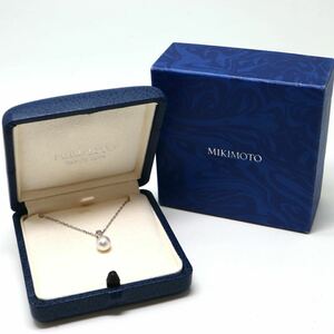 MIKIMOTO(ミキモト)箱付き!!《K18 天然ダイヤモンド/アコヤ本真珠ネックレス》F 2.8g 約39.5cm necklace diamond jewelry EB5/EB6