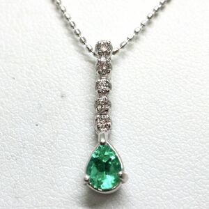 ソーティング付き!!《K18WG天然ダイヤモンド/天然エメラルドネックレス》F 約2.0g 約39.5cm emerald ジュエリーjewelry necklace EA9/EB2