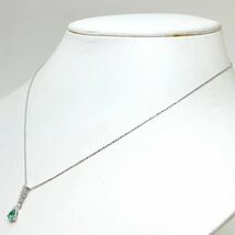 ソーティング付き!!《K18WG天然ダイヤモンド/天然エメラルドネックレス》F 約2.0g 約39.5cm emerald ジュエリーjewelry necklace EA9/EB2_画像3