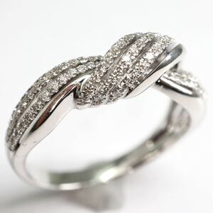 《K18(750) 天然ダイヤモンドリング》F 4.6g 約14.5号 0.34ct diamond ring 指輪 jewelry ジュエリー EC7/EC7