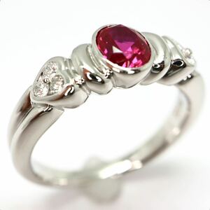 CrescentVert(クレサンベール)《Pt900 ルビー/天然ダイヤモンドリング》F 約8.1g 約14号 0.10ct 0.49ct ring 指輪 ruby diamond EC8/EC9