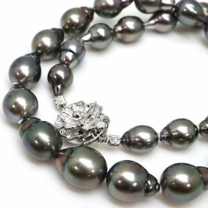 《南洋黒蝶真珠ネックレス》F 8.0-11.0mm珠 48.9g 45cm pearl necklace ジュエリー jewelry E EA0/EB0