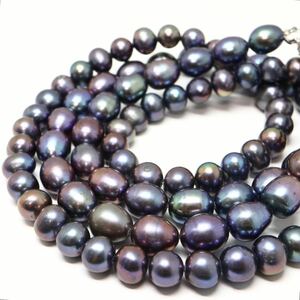 《本真珠2本ネックレスおまとめ》M 7.5-9.5mm珠 89.3g pearl necklace ジュエリー jewelry DH0