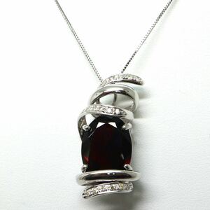 《K18WG天然ガーネット/天然ダイヤモンドネックレス》M 約12.7g 約44.5cm 11.36ct 0.32ct garnet necklace jewelry EH4/EH