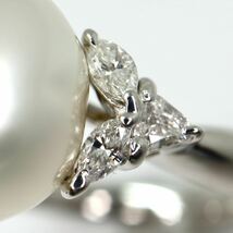 《Pt900 天然ダイヤモンド/南洋白蝶真珠リング》M 6.7g 約14.5号 0.25ct パール pearl ring 指輪 jewelry ジュエリー EB6/EB6_画像4