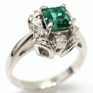 CrescentVert(クレサンベール)《Pt900 エメラルド/天然ダイヤモンドリング》M 約6.3g 約12号 0.12ct 0.54ct ring 指輪 emerald EC3/EC6