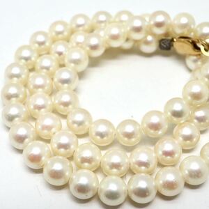 《Pt850/K18アコヤ本真珠ネックレス》M 5.5-6.0mm珠 21.4g 約33.5cm pearl necklace ジュエリー jewelry DC0/DE0