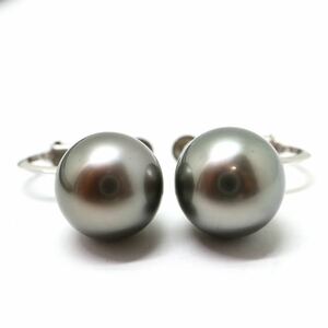 《K14WG南洋黒蝶真珠イヤリング》M 約3.5g 約9.2-9.4mm珠 パール pearl ジュエリー earring jewelry DF4/DF4