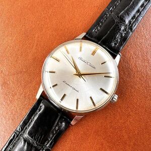 OH済! 極美品! SEIKO Crown 21石 クロコダイル本革手縫いベルト Dバックル付 セイコー クラウン J15003E 手巻き 国産 ヴィンテージ 腕時計