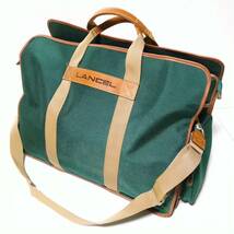 T012 希少ビッグサイズ!! LANCEL ランセル フランス製 ボストンバッグ グリーン 方掛け 手持ち 旅行鞄 かばん バッグ_画像1