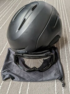 GIROjiro лыжи шлем чёрный размер S 52-55.5cm MUTANT защитные очки с подарком матовый черный Kids сноуборд 