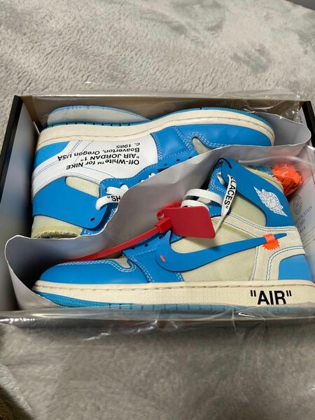 美品 国内正規品 Air jordan 1 OFF WHITE NRG NIKE ナイキ エアジョーダン1 オフホワイト UNC