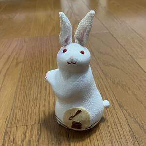 保管品　龍虎作　ちりめん細工　張子　うさぎ　14cm