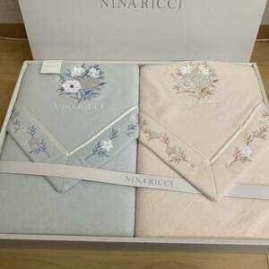 NINA RICCI　ニナリッチ　綿毛布 　2枚セット　ピンク　ブルー　刺繍　no.130