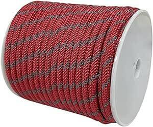 Sutekus テント用ロープ ロープ直径8ｍｍ パラコード 反射材入り 張り綱 耐荷重2000Kg（2トン）全長40m (レッド
