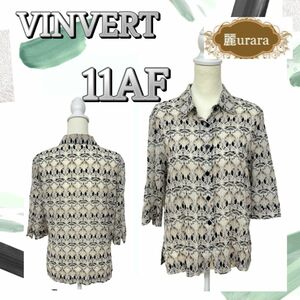 VINVERT バンベール 三陽商会 レディース トップス 総柄シャツ サイズ11 AF 七分丈