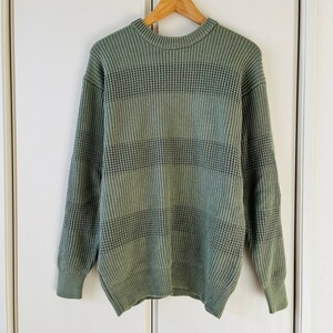 H5378cL ユナイテッドアローズ green label relaxing グリーンレーベルリラクシング サイズM ニットセーター KNIT プルオーバー グリーン