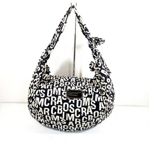 CD598LE MARC BY MARC JACOBS マークバイマークジェイコブス 総柄バッグ ホワイト×ブラック アルファベット 英字 トートバッグ 大容量