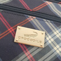 CD594LE CROCODILE クロコダイル ショルダーバッグ チェック柄 マルチカラー 斜め掛けバッグ カジュアルバッグ ネイビー系 ポケット_画像9