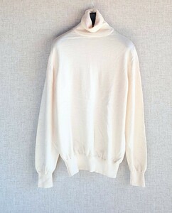 *BEAMS F wool 100% knitted sweater ta-toru neck Italy made men's smaller *