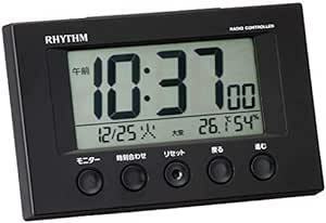 リズム(RHYTHM) 目覚まし時計 電波時計 温度計・湿度計付き フィットウェーブスマート 黒 7.7×12×5.4cm 8RZ