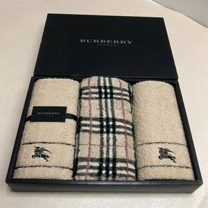 【未使用 BURBERRY バーバリー フェイスタオル 3枚セット 保管現状品】定形外