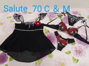 【美品】★補正効果下着★Salute★ワコール★サルート★レア 椿姫シリーズ★70C & M ★4点セット★