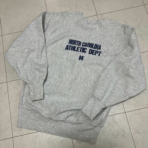 90's Champion/チャンピオン リバースウィーブ メキシコ製 刺繍タグ XL グレー ステンシル調染み込み NORTH CAROLINA ATHLETIC DEPT