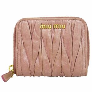 本物 ミュウミュウ MIU MIU マテラッセ コインケース 小銭入れ レザー ピンク 5M0268