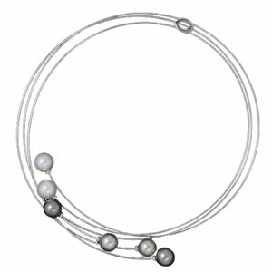  genuine article pearl 9.7-10.8mm 750 WG choker necklace white gold gray white 