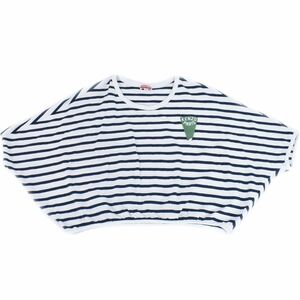 本物 ケンゾー KENZO ボーダー ドルマン Tシャツ カットソー 半袖 トップス S コットン ホワイト ネイビー