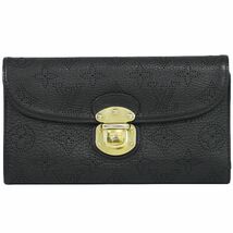 本物 ルイヴィトン LOUIS VUITTON LV ポルトフォイユ アメリア モノグラム マヒナ レザー 長財布 ブラック M95549_画像1