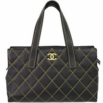 本物 シャネル CHANEL ココマーク ワイルドステッチ トートバッグ ハンドバッグ レザー ブラウン_画像1