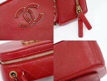 本物 シャネル CHANEL ココマーク マトラッセ バニティ 2WAY ショルダーバッグ ハンドバッグ ポシェット レザー レッド_画像4