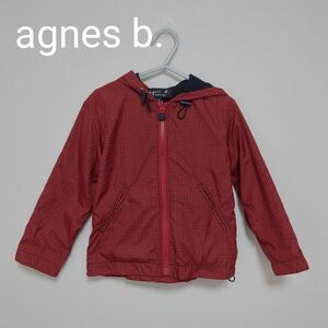 agnes b.アニエスbキッズチェック柄ウインドブレーカー ジャンパージャケットフードパーカー上着ブルゾンアンファン 4ans