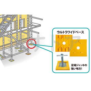 [法人様限定販売] ウルトラワイドベース 140角対応 イエロー 40枚(1枚あたり272円) AR-2247 敷板 足場ジャッキ用ベース アラオの画像4