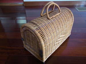  unused Showa Retro * wistaria ..* rattan basket pet Carry small size dog / cat for storage goods beautiful goods 