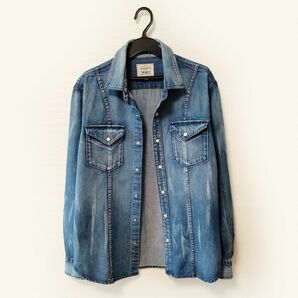 Levi's リーバイス ウエスタン メンズ ブリーチ加工 ダメージ加工 デニムシャツ