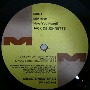 LP4456☆US/Milestone「 Jack DeJohnette / Have You Heard? / MSP-9029」の画像4