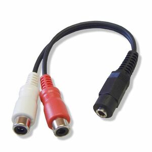 3.5mm ステレオミニプラグ(メス) RCA×2(赤・白)(メス)ケーブル 10cm VM-4029