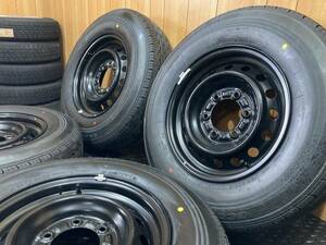 【新車外し】 23年製 ブリヂストン ECOPIA RD613 195/80R15 15×6J 6穴 PCD139.7 4本 ハイエース 札幌近郊引取OK