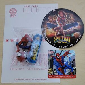 1点限り！USJ スパイダーマン/2003年 ストラップ.チャームセット.非売品シール.ステッカーつき /著名配達