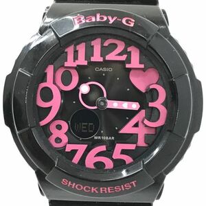 CASIO カシオ BABY-G ベビーG 腕時計 BGA-130-1B クオーツ アナデジ ラウンド ブラック ピンク 可愛い 新品電池交換済み 動作確認済み