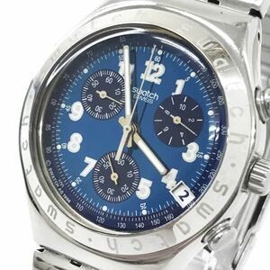 Swatch スウォッチ IRONY アイロニー SECRET AGENT 腕時計 YCS401G クオーツ コレクション おしゃれ ブルー カレンダー 電池交換済 動作OK