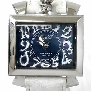 GaGaMILANO ガガミラノ NAPOLEONE ナポレオーネ 腕時計 6030.4 クオーツ 四角 スクエア ブルー シェル 蝶貝 おしゃれ 動作確認済み