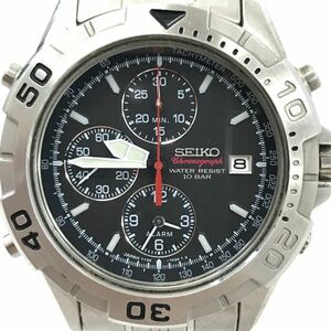 SEIKO セイコー 腕時計 7T32-7G50 クオーツ アナログ ラウンド ブラック シルバー クロノグラフ カレンダー ウォッチ おしゃれ 動作確認済