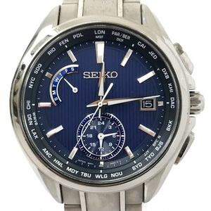 SEIKO セイコー BRIGHTZ ブライツ 腕時計 SAGA285 電波ソーラー アナログ チタン 軽量 カレンダー ブルー コレクション 箱付き 動作確認済