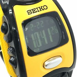 レア SEIKO セイコー AIR PRO エアプロ 腕時計 S651-4000 クオーツ デジタル トノー イエロー コレクション 箱付 電池交換済 動作確認済み