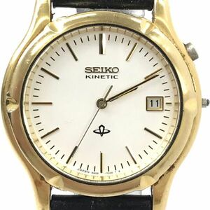 SEIKO セイコー 腕時計 自動巻 5M22-7A60 KINETIC キネティック アナログ ラウンド シルバー ゴールド ブラック コレクション カレンダー