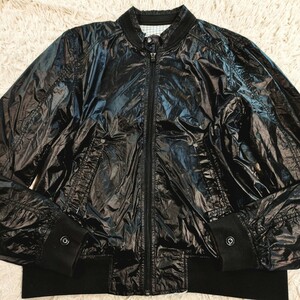 「希少 XXLサイズ」DIESEL ②【春のリッチアウター】ディーゼル MA1 ブルゾン ライダース ジャケット アウター ブラック ロゴプリント 軽量